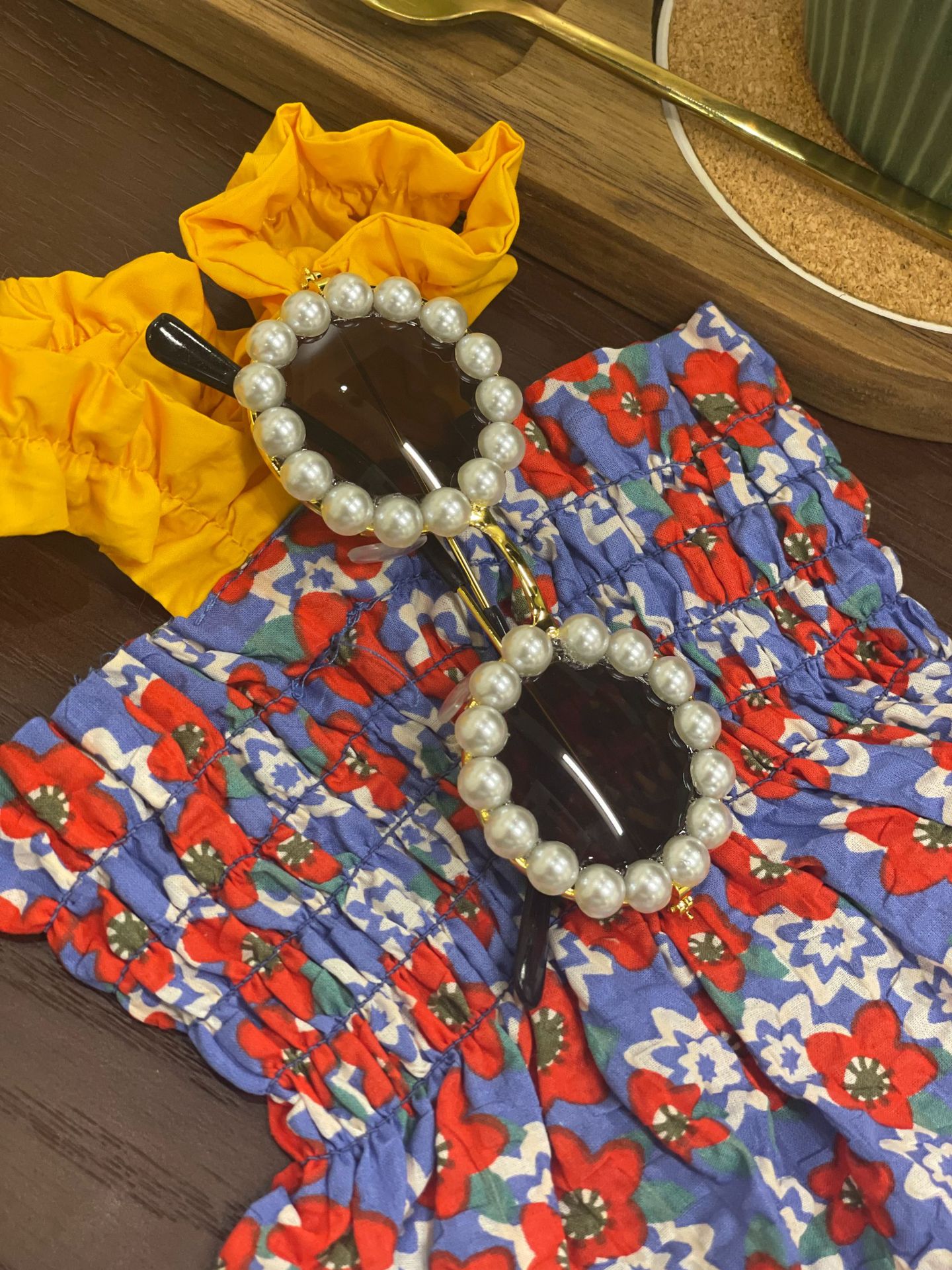 Cat Glasses Pet Dog Pearl Sunglasses